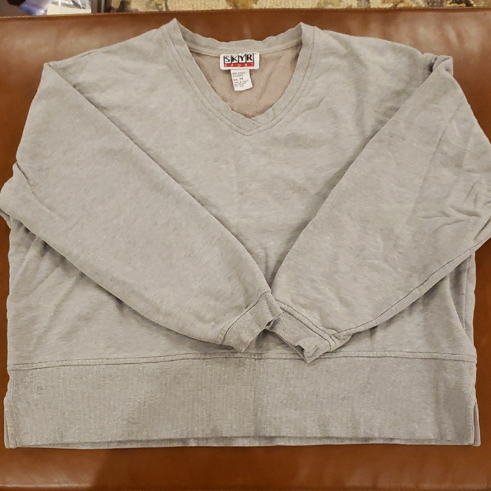 Sky Gray V-Neck Sweater Soft Knit Casual